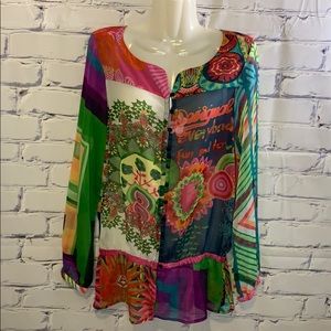 Desigual colourful sheer blouse